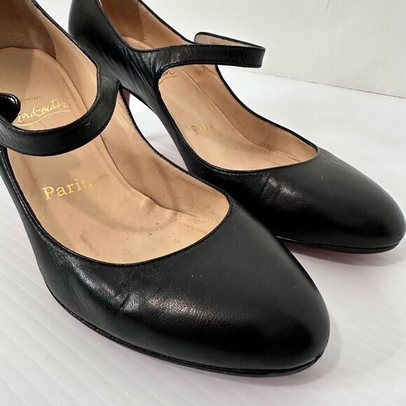 Christian Louboutin Leather Mary Jane Pumps EU 38.5 / US 8.5 Classic Luxury - Picture 15 of 16